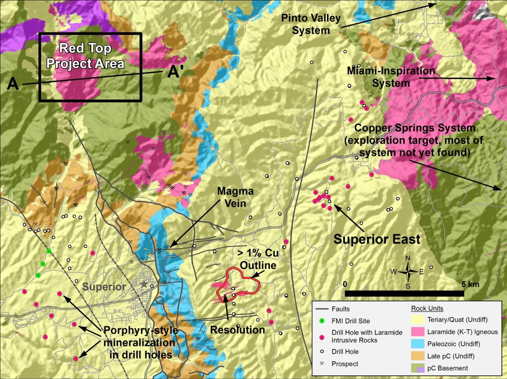 Red Top region geology and minerals occurrences
