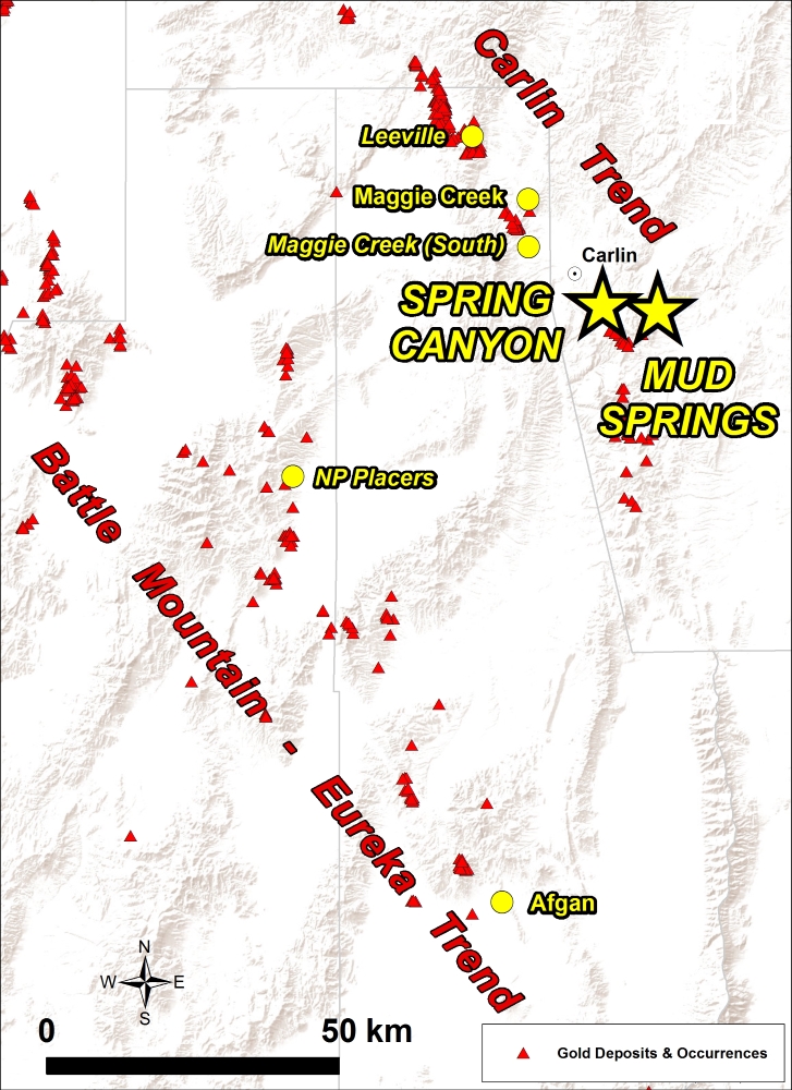 Deposits & Occurrences: Source: Davis et al., 2006, “Gold and Silver Resources in Nevada”, NBMG Map 149.