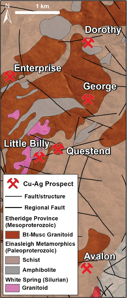 Geology and Cu-Ag prospects at Copperhole Creek