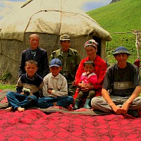 A local family high in the Tien Shan mountains of southern Kyrgyzstan