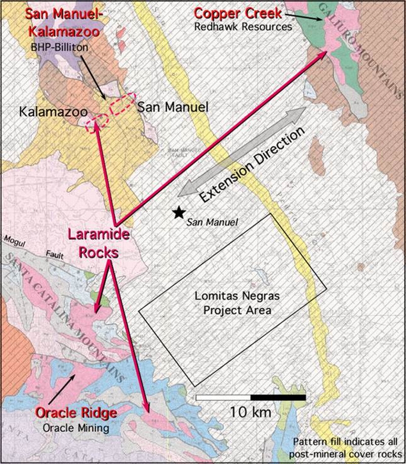 Geological map of area surrounding Lomitas Negras project.