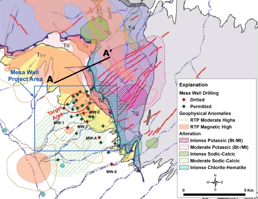 Geology and target area at The Mesa Well project