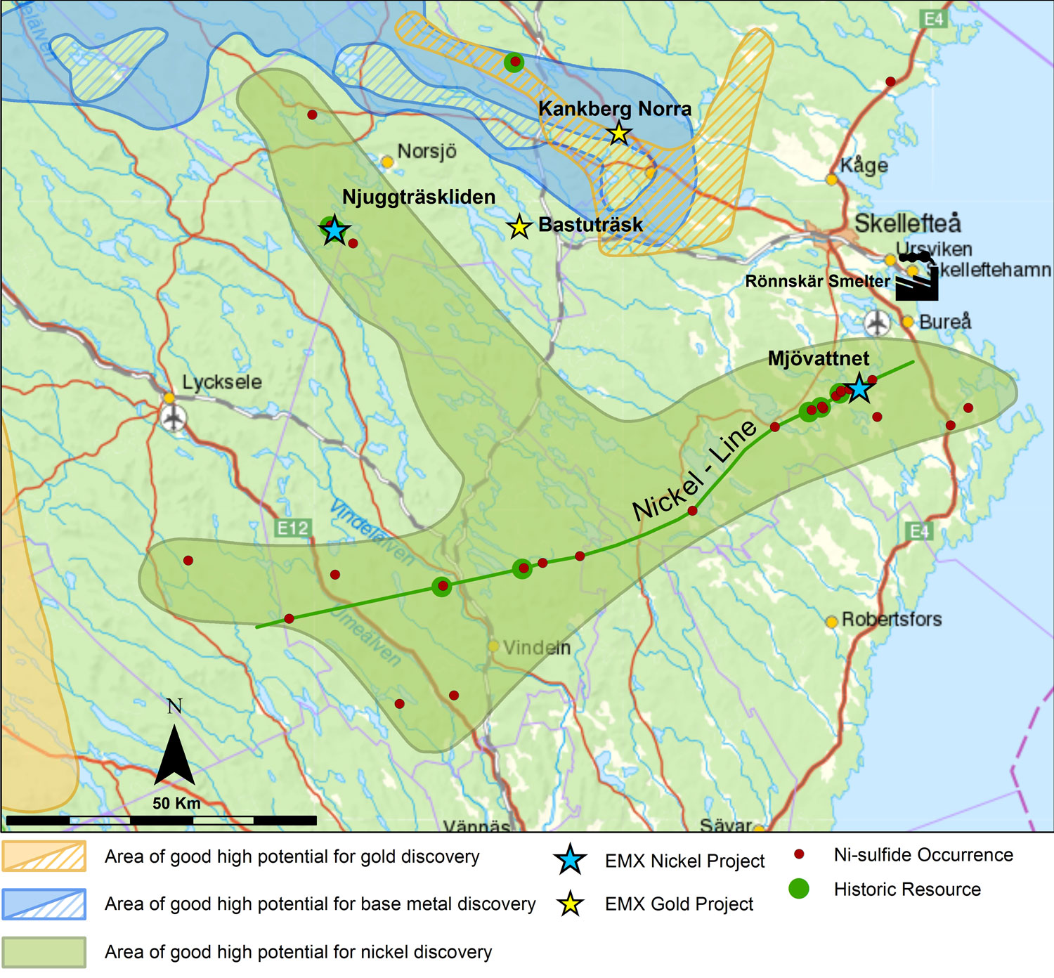 Map of potential mineral discovery areas.