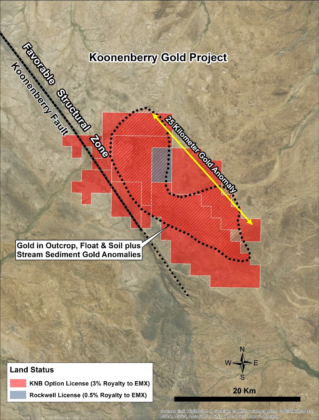 Land position of Koonenberry Gold Project.