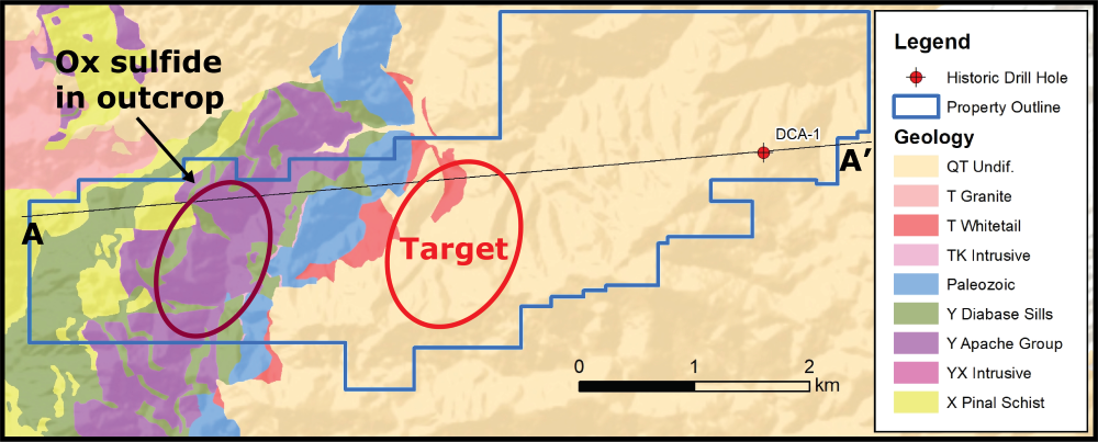 Geology and targets of the Dragon’s Tail project area
