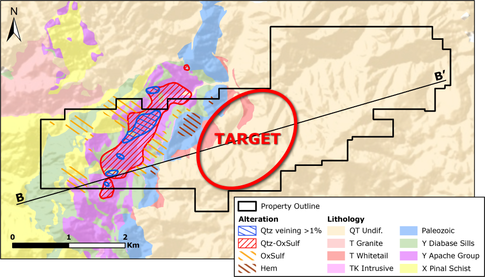 Geology and targets at the Dragon’s Tail project area