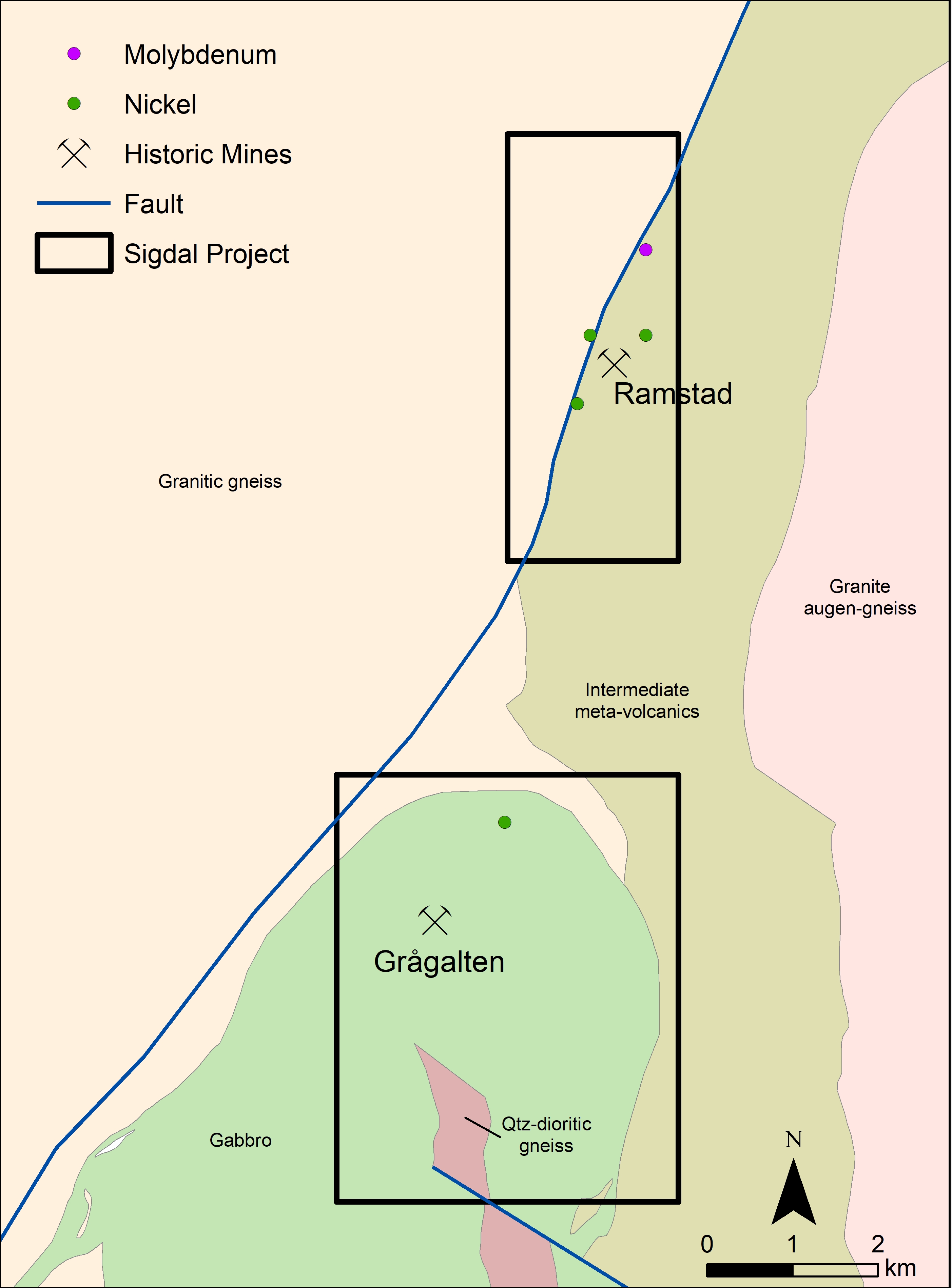 Geological map of Sigdal.