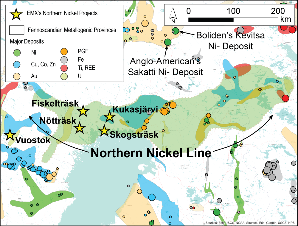 Northern Sweden Nickel projects with mineral occurrences