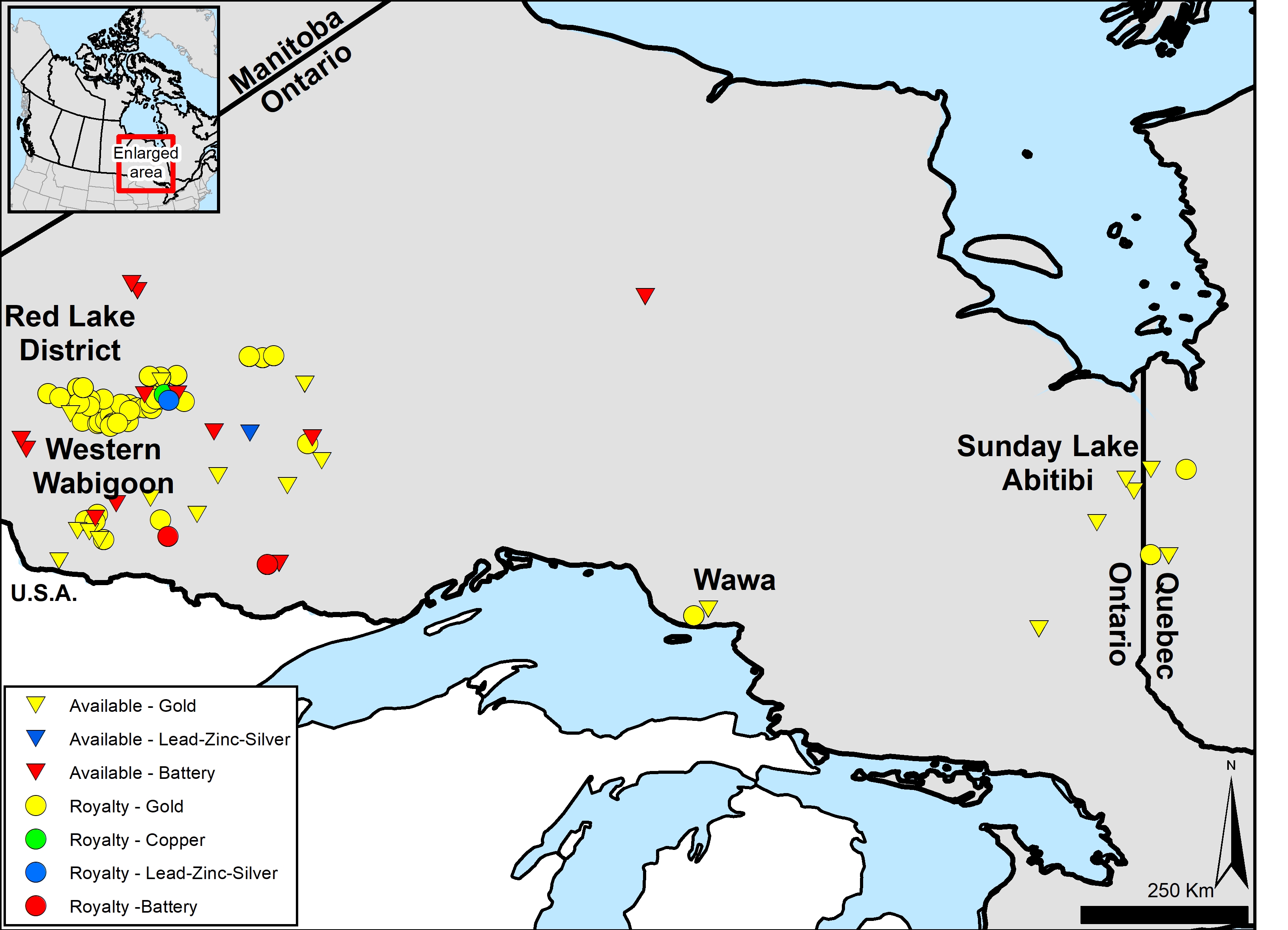 Map of Ontario-Quebec mineralization