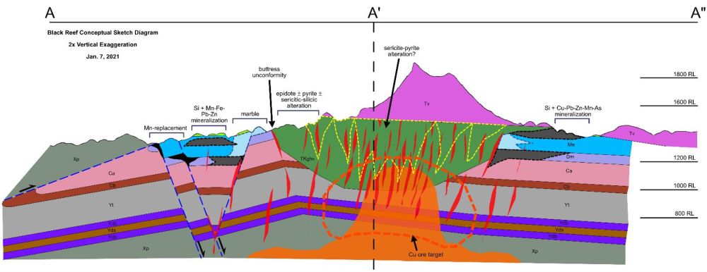 Schematic cross section mineralization map.