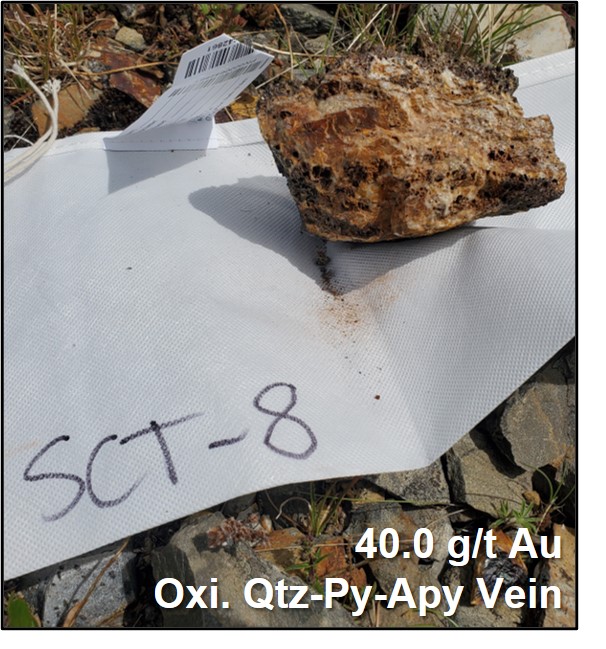 40.0 g/t Au Oxi. Qtz-Py-Apy Vein