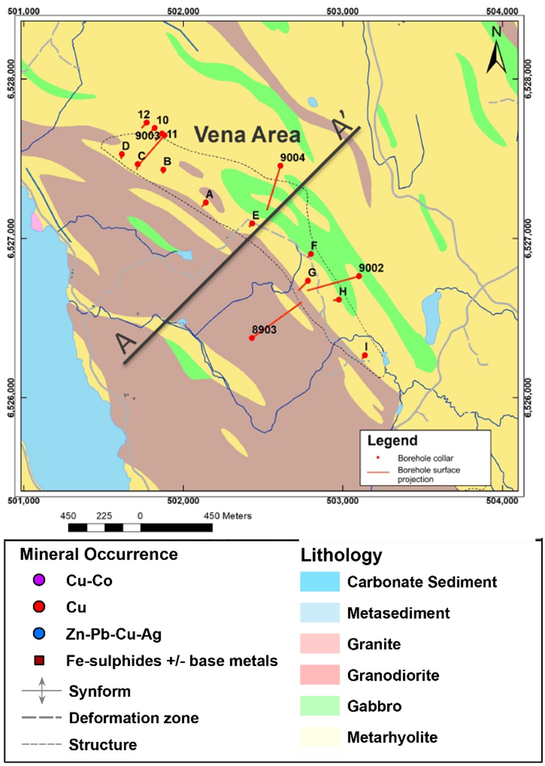 Vena project geology and minerals occurrences