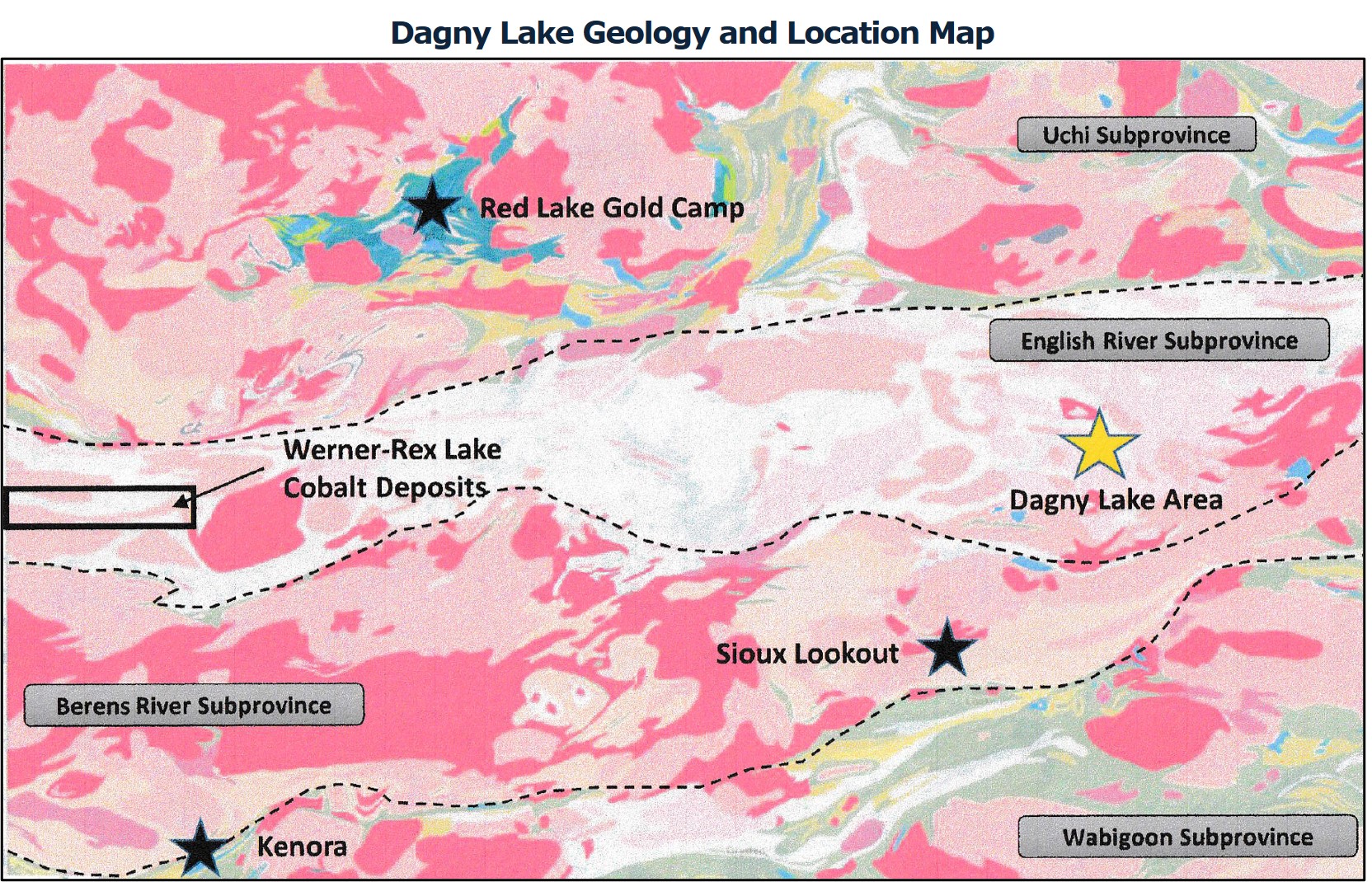Map of location and geology of Dagny Lake Area