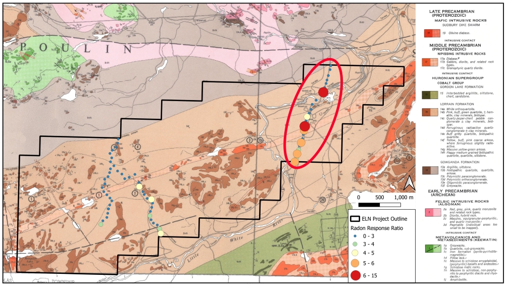 Geologic map and radon survey from Elliot Lake North