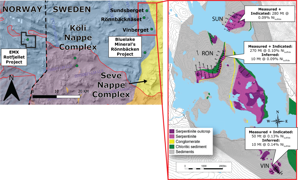 Geologic context of the nearby Rönnbäcken Nickel Project in Sweden