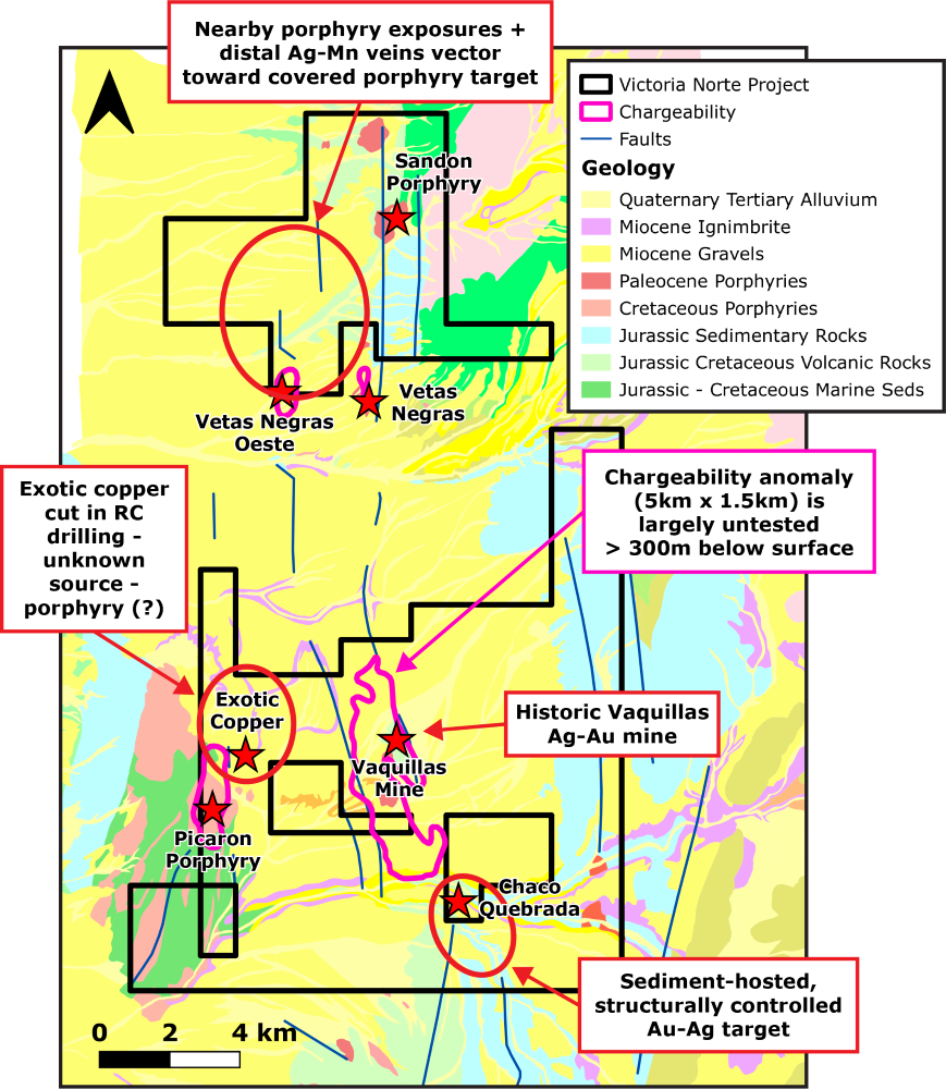 Geology and targets at the Victoria Norte project