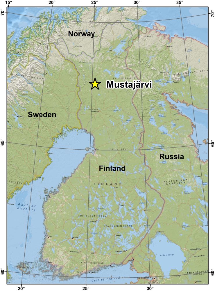 Location of Mustajärvi Royalty Project